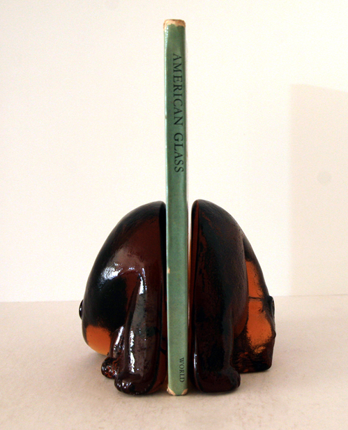 Glowing Amber Art Glass Bookends Polar Bears - Image 3
