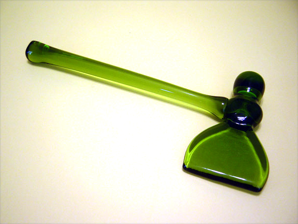 Green Art Glass Axe Whimsey