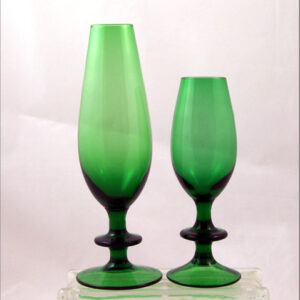 Green Atomic Style Blown Glass Vase Set