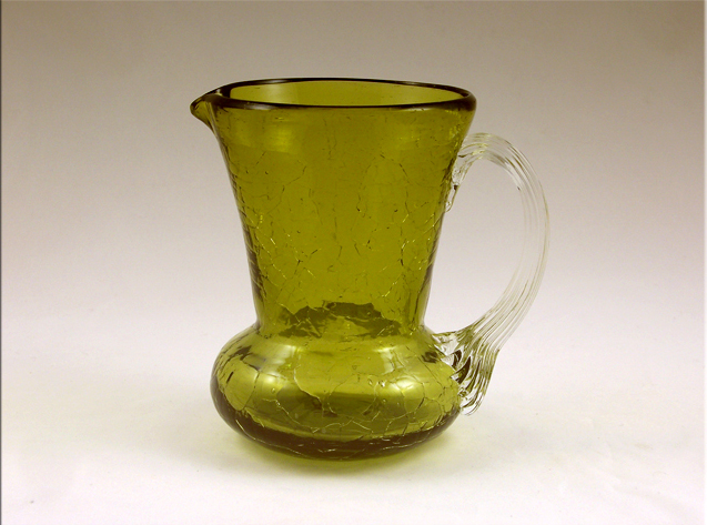 Hand Blown Vintage Crackle Glass Mini Pitcher