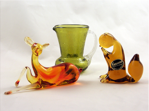 Hand Blown Vintage Crackle Glass Mini Pitcher - Image 2