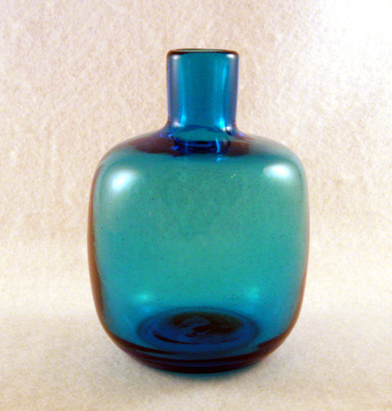 Hand Blown Blue Candleholder by Blenko