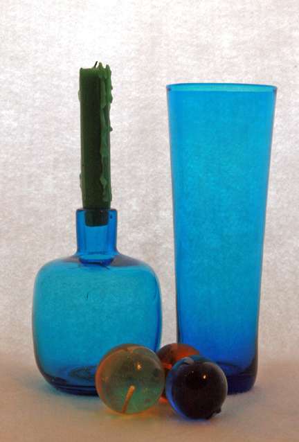 Hand Blown Blue Candleholder by Blenko - Image 5