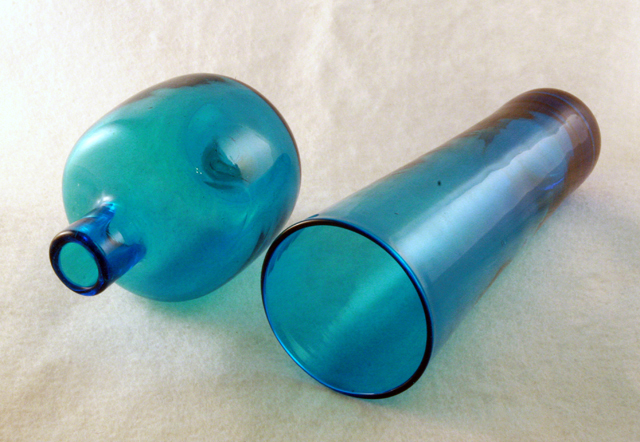 Hand Blown Blue Candleholder by Blenko - Image 4