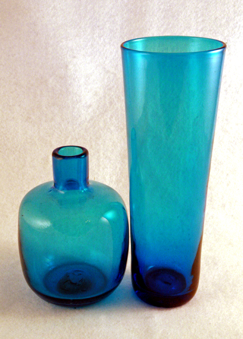Hand Blown Blue Candleholder by Blenko - Image 2