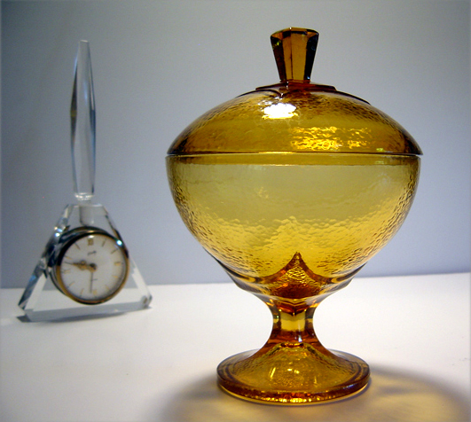 Amber Colony Covered Compote by Hazel Atlas Glass
