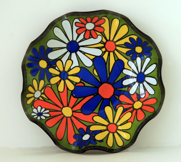 Flower Power Dish-Hippie Decor with Bent Glass