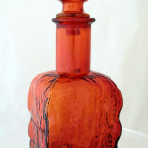 Retro Bark Glass Decanter in Hot Orange