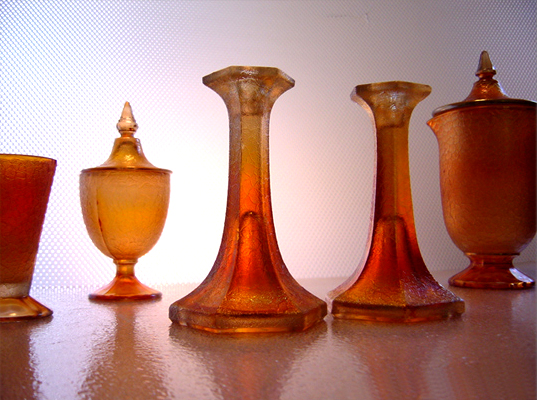 Craquelle Candlestick Holders - Jeannette Depression Glass - Image 2