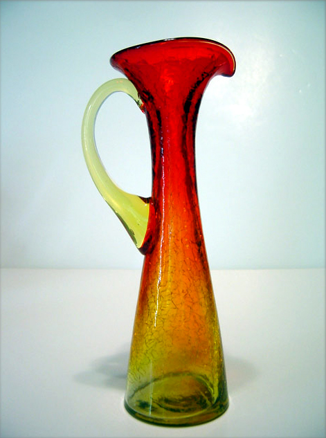 Amberina Crackle Ewer by Kanawha