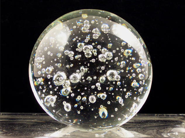 Large Bubble Inclusion Art Glass Paperweight