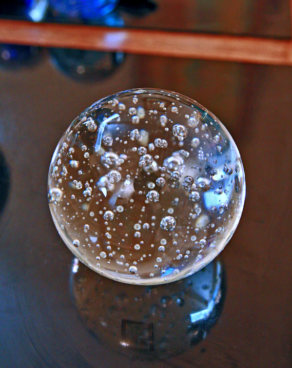 Large Bubble Inclusion Art Glass Paperweight - Image 3
