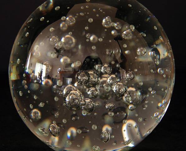 Large Bubble Inclusion Art Glass Paperweight - Image 6