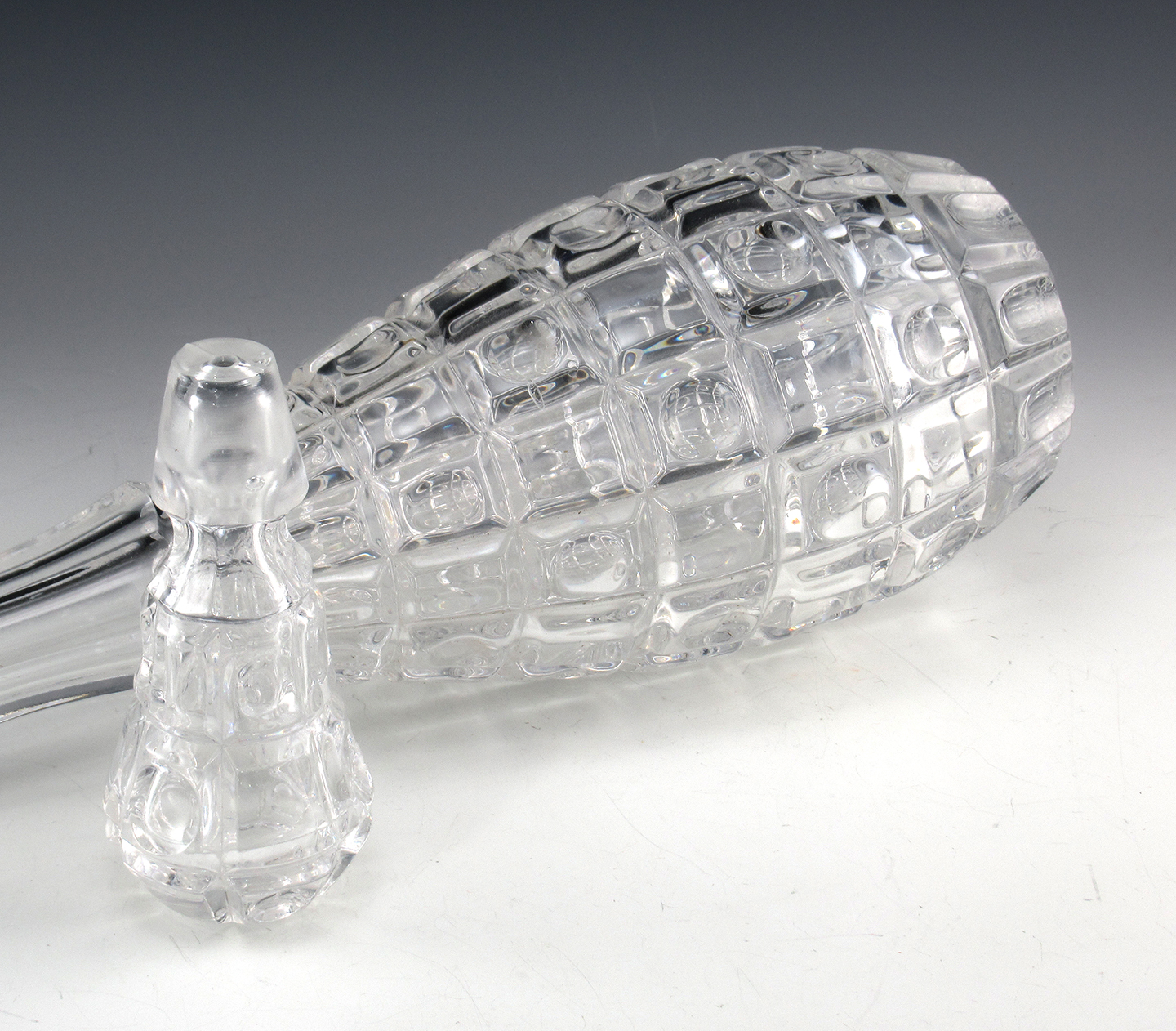 Antique Crystal Decanter Block Thumbprint Pattern Grand Size - Image 4