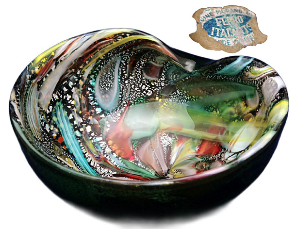 Galliano Ferro Murrine Mosaic Cased Glass Bowl