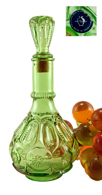 Moon and Star Uranium Glass Decanter with Label