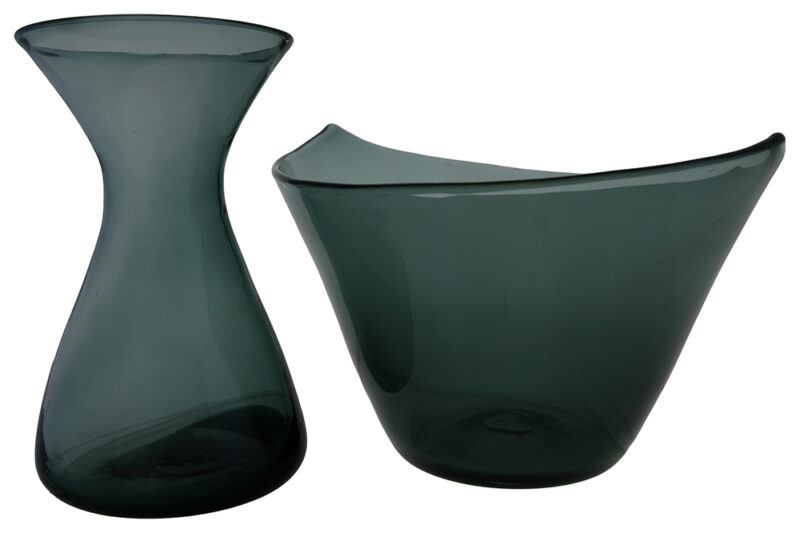 Rare Blenko Art Glass Bar Accessories in Charcoal
