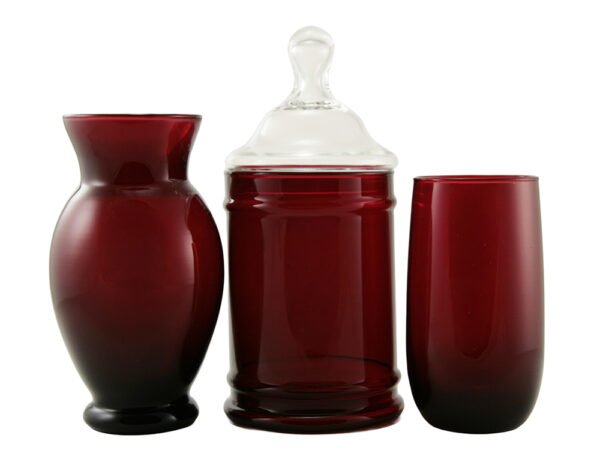 Royal Ruby by Anchor Hocking Vase, Vanity Jar and Tumbler