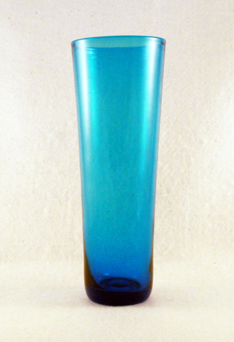 Tall 'flip' vase in Blenko Blue (Turquoise).