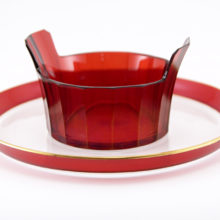 Well-preserved antique Art Deco ruby flashed glass service tray and matching bowl.