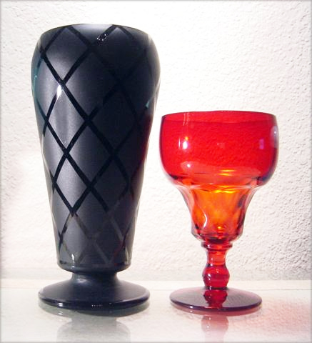 Scarce black satin and gloss Kimberly pattern. It is hand blown with a pontil mark.