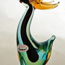 Scarce cased glass elk or reindeer with Venetian label.