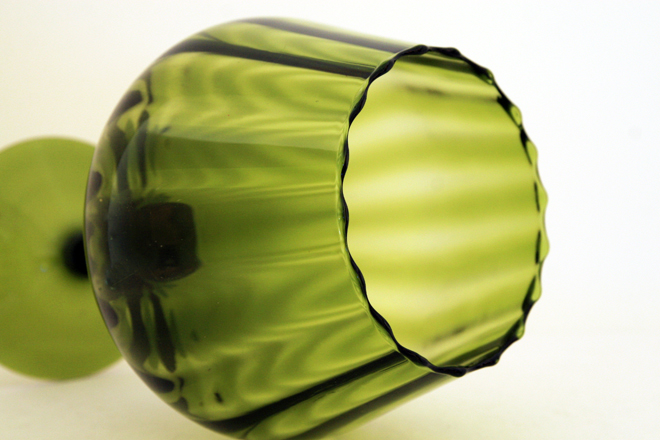 Lovely soft avocado green color with vertical optic panels.