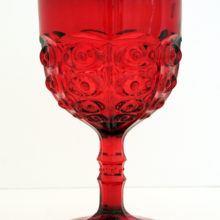 Viking Art Glass Yesteryear #1806 giant ruby chalice with label.