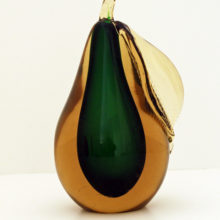 Beautiful cased art glass pear bookend.