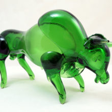 Large vintage Murano Art Glass bull...ready to rumble. Hand blown and hand-tooled was made in Italy in 1940s - 1950s.