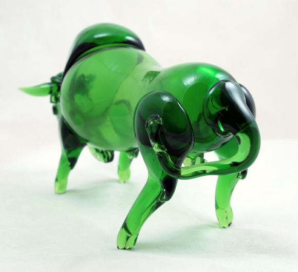 The tail, legs, horns, eyes, neck and head ruffle, and "private" parts were hand-worked and applied.