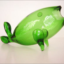 Blenko Art Glass #971M Huge Hand Blown Fish Vase.