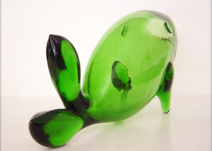 Huge Green Fish Vase by Blenko Art Glass