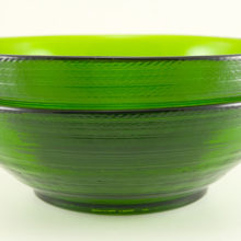 Pair of large hand-blown glass bowls by Blenko for table service, popcorn, fruit, mixing, etc