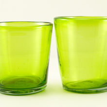 Set of two Colonial Williamsburg #CW30 Blenko Art Glass flip tumblers.
