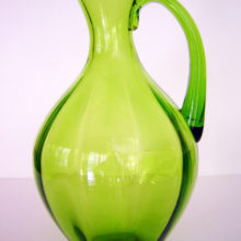 Blenko Art Glass #991 optic paneled hand blown pitcher.