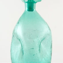 Hand blown Blenko decanter with original stopper in Sea Green.