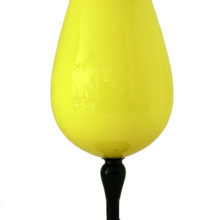 Vintage art glass in cased lemon yellow and opaque black, tango style.