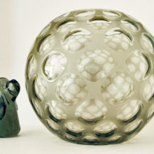 Optic moulded ball vase designed by Max Kannegiesser for Borske Sklo in 1959.