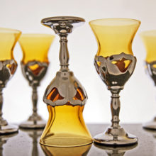 Vintage art deco glass and chrome in unused condition.