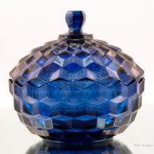 Rare to find this large, beautiful American Whitehall Cubist pattern covered bowl in Cobalt Blue.