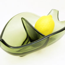 Duncan Miller "Laguna" relish dish in Smokey Avocado designed by Rosati.