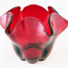 Beautiful ruby red glass vase by Duncan Miller.
