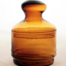 Charming antique brown glass kitchen canister.
