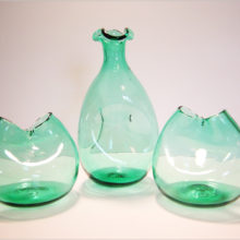 Blenko Art Glass Sea Green Pinch forms in excellent condition.
