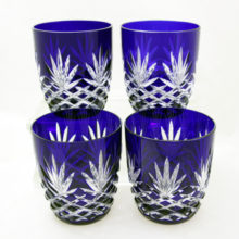 Exquisite set of cut crystal double old fashioned Odessa tumblers by Faberge.