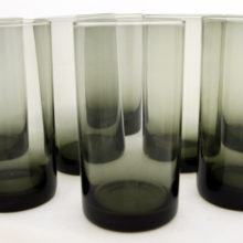 Set of 12 beautiful black green glass tumblers.