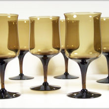 Set of 10 retro wine stems in a beautiful light brown color. Made by Fostoria, pattern #6122.