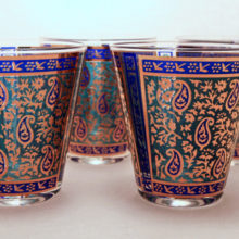Set of 4 mod double rock tumblers. These were made in the late 1950s to early 1960s.