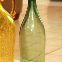 Fabulous Eames Era blown glass giant floor decanter with original stopper. Circa late 1950s-1960s.